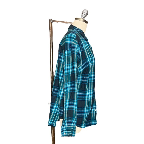 A New Day Teal Plaid Flannel size L - Picture 3 of 14